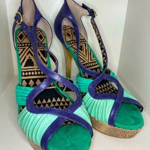 Green & Blue Snakeskin Heels